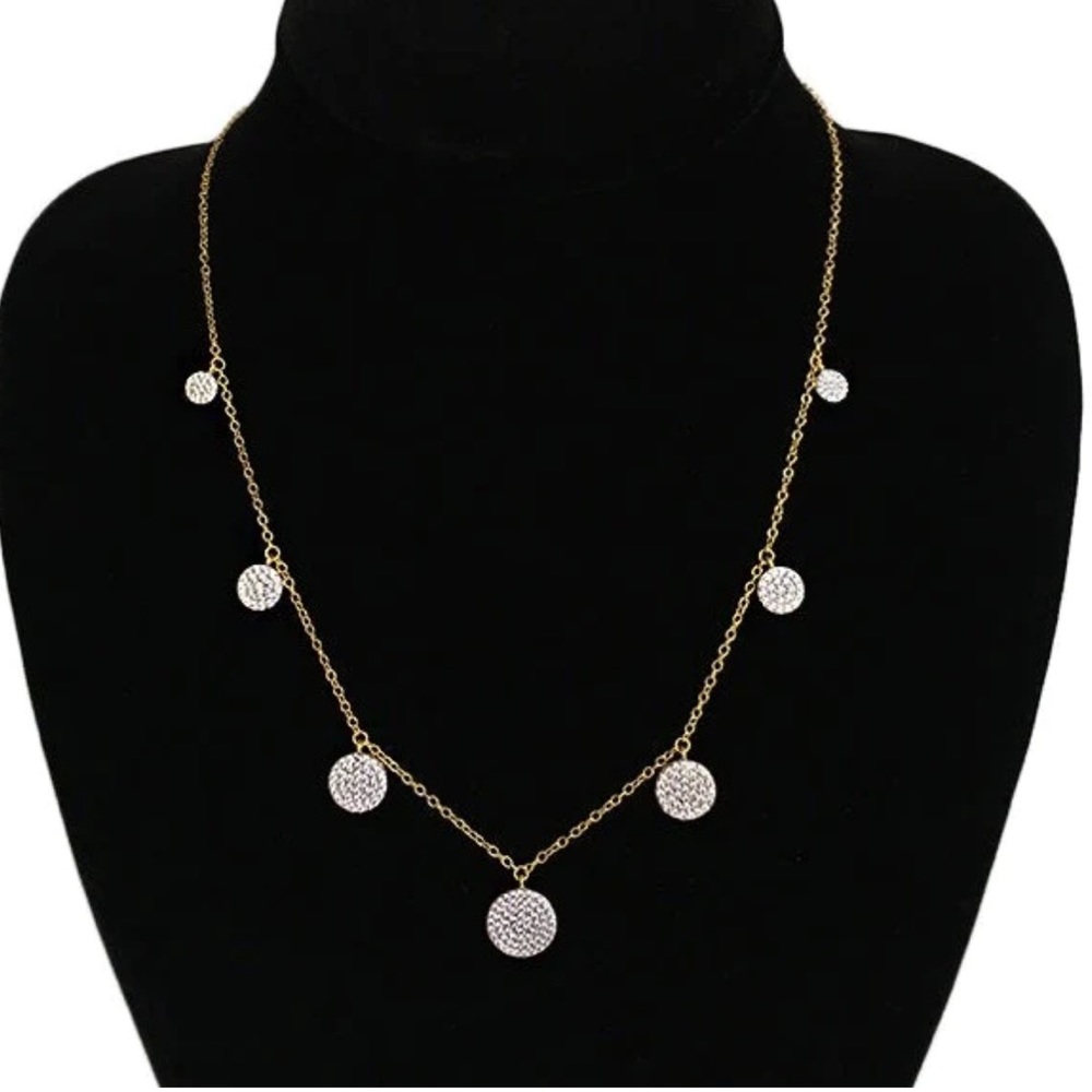 Jennifer Miller NEW IN BOX Pave Faux Diamond Gradated Sparkle Disc White Gold